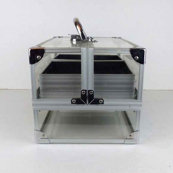 Clear Acrylic Expandable Organizer Case Makeup Craft Jewelry Storage Box w Keys - Picture 6 of 13